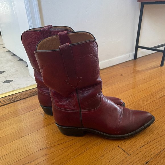 LUCCHESE CHERRY RED ROPER COWBOY WESTERN BOOT - Picture 5 of 8